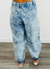 POL Blue Denim Embroidered Flowers Jogger Pants (Reg.)