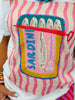 Pink Striped Sardines Bling Tee (Reg. and Plus)