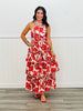 Brick Floral Print Halter Midi Dress (Reg.)