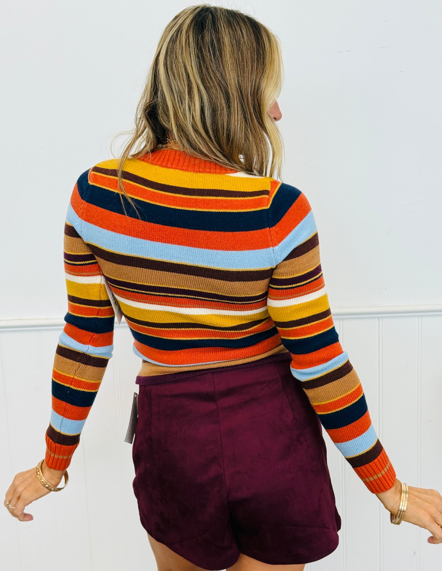 Canyon Breeze V-Neck Striped Sweater Top (Reg.)