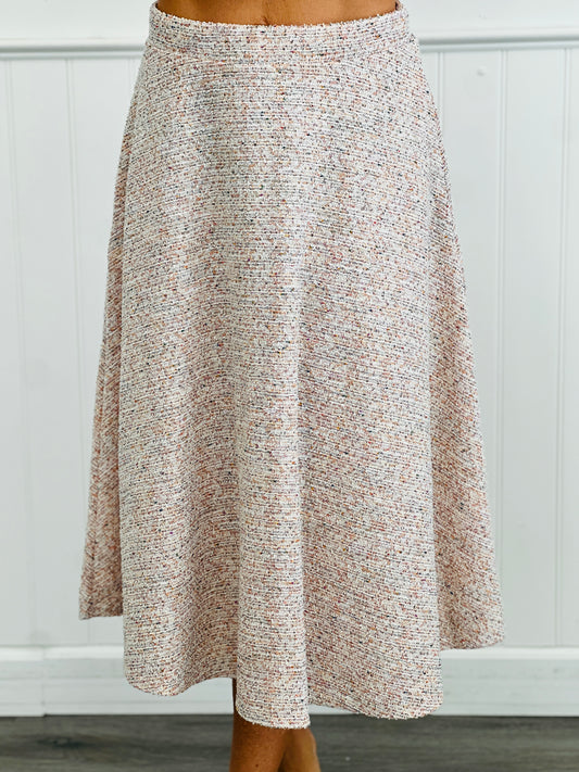 Blush/Pink Tweed Midi Skirt (Reg & Plus)