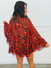 Red Leopard Printed Chiffon Blouse (Reg & Plus)