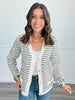 Striped V-Neck Sweater Cardigan (Reg)-3 Colors