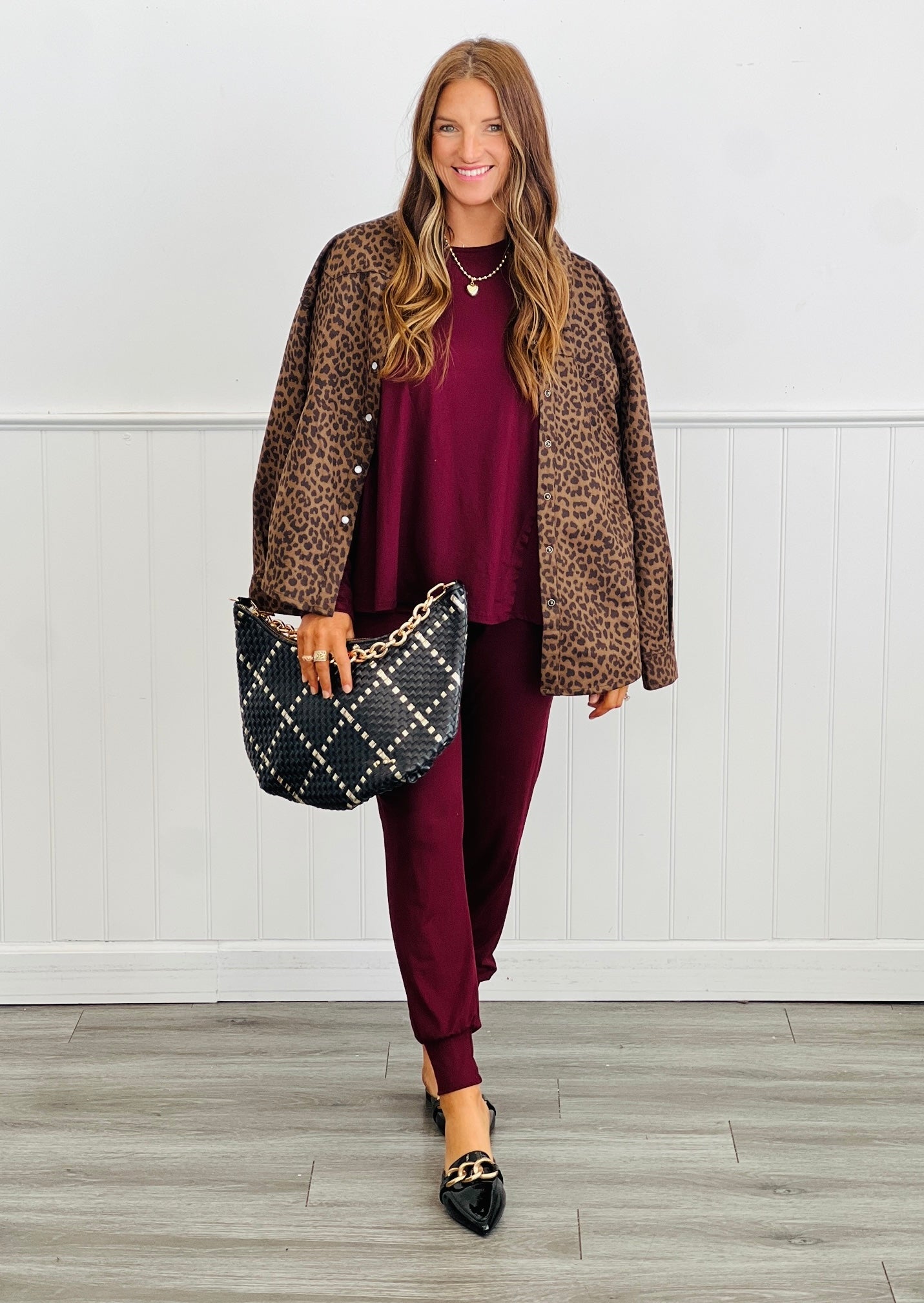Leopard Print Long Sleeve Shirt (Reg & Plus)-2 Colors