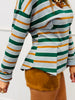 Green/Gray Pleated Waist Striped Top (Reg.)