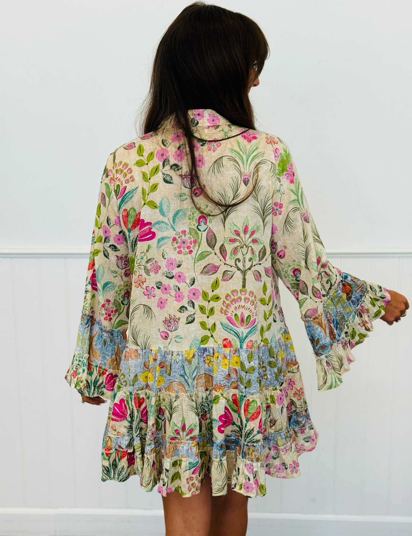 POL Cream Multi Contrast Pattern Mini Dress (Reg.)