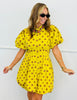 Chartreuse Polka Dot Balloon Mini Dress (Reg.)