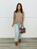 Brown Gingham Half Sleeve Blouse (Reg & Plus)