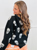 Black Skulls Graphic Hoodie Sweater Top (Reg.)