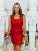 Red Sequin Sleeveless Mini Dress (Reg.)