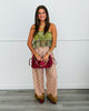 Taupe Floral Print Lace Wide Leg Pants (Reg.)