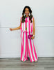 Pink/White Stripe Top & Pants Set (Reg & Plus)