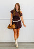 Brown Off Shoulder Mini Dress (Reg.)