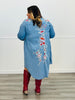 Denim Floral Embroidered Midi Dress (Reg.)
