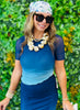 Ombre Mesh Side Ruched Blouse (Reg.)