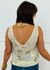 Beige Sequin Beaded V-Neck Blouse (Reg.)