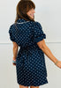Navy Puff Polka Dot Mini Dress (Reg & Plus)