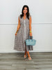 Brown Gingham Sleeveless Midi Dress (Reg & Plus)