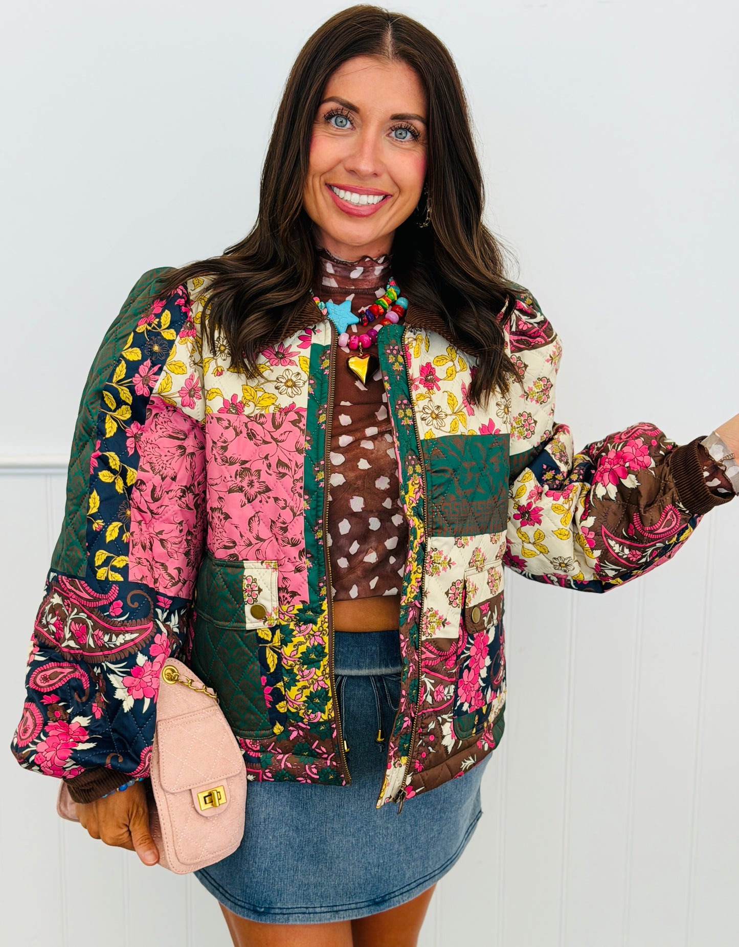 Brown Floral Paisley Contrast Corduroy Jacket (Reg.)