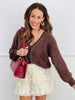 Chocolate Pearl Studded Fuzzy Sweater Cardigan (Reg.)
