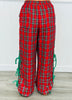 Red Plaid Side Tie Jogger Pants (Reg. and Plus)