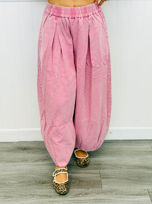 Berry Pink Pleated Balloon Pants (Reg & Plus)