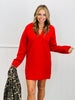 Red Polo V-Neck Mini Sweater Dress (Reg.)