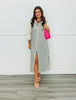 Taupe/Ivory Contrast Zebra Print Shirt Dress (Reg & Plus)