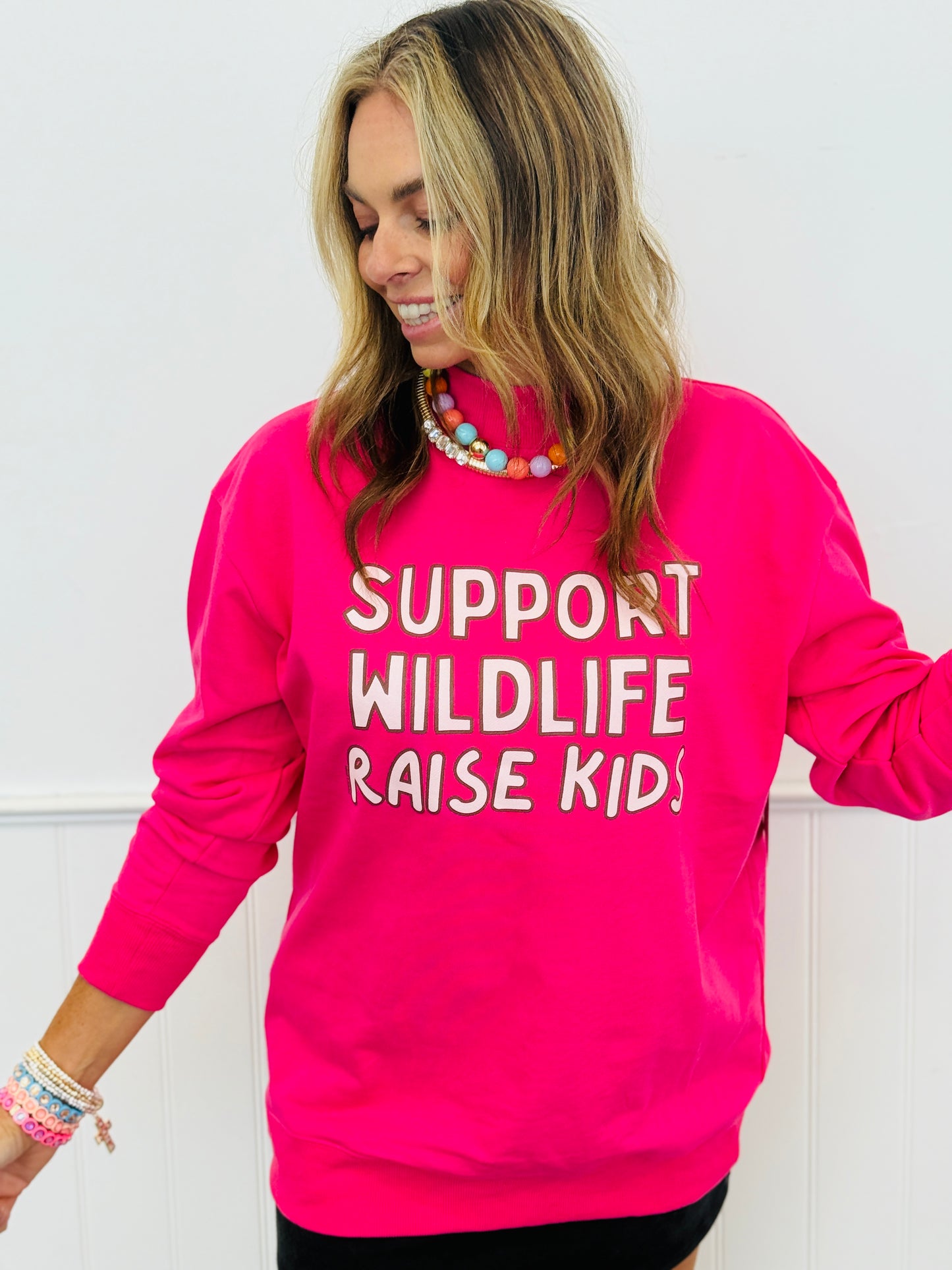 Support Wildlife Hot Pink Sweatshirt (Reg. and Plus)
