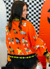 Queen Of Sparkles Orange Halloween Dogs Button Up Cardigan (Reg. and Plus)