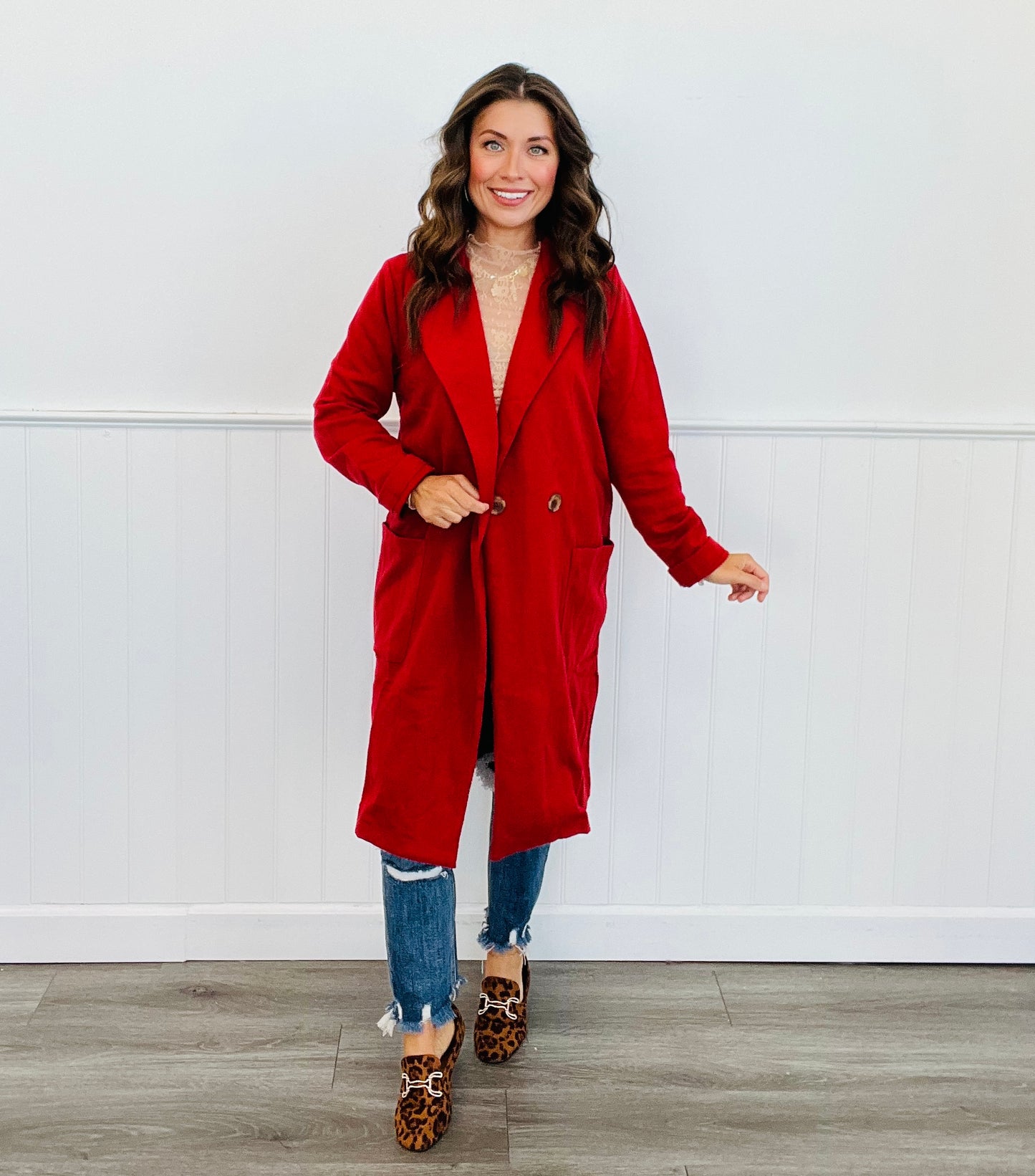 Solid Long Sleeve Button Coat (Reg. & Plus)- 4 Colors