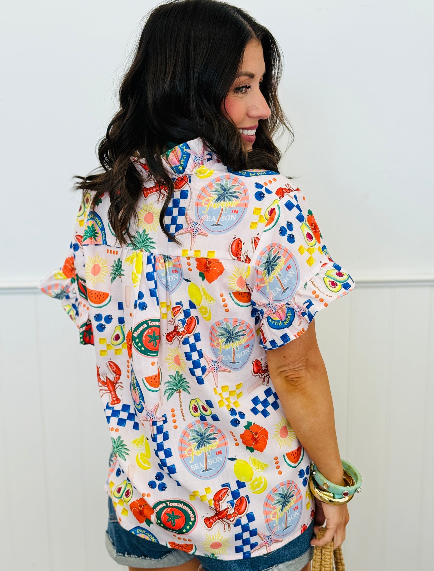Multi Palm Paradise Blouse (Reg & Plus)