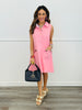 Pink Buckle Accent Mini Dress (Reg.)