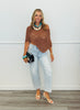 Mocha Openwork Sweater Poncho Top (Reg.)