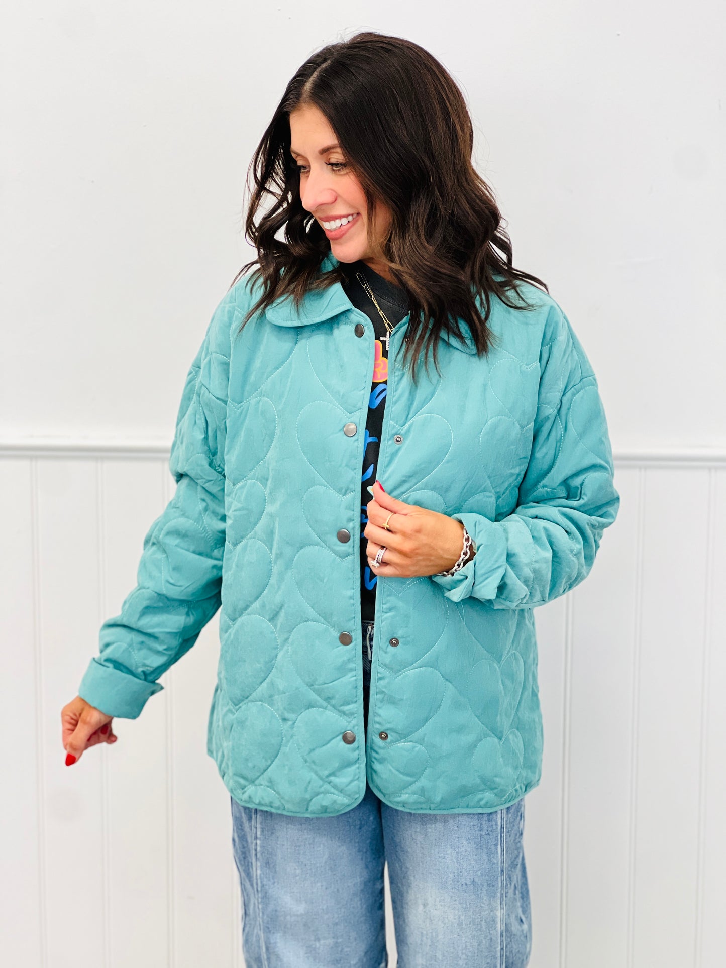 Quilted Hearts Padded Jacket (Reg)-2 Colors