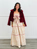 Taupe/Red  Ric Rac Front Tie Maxi Dress (Reg.)