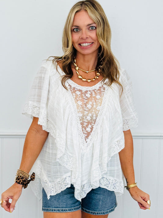 POL Off White Lace Cape Top (Reg.)