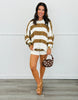 Khaki/White Striped Sweater Shorts (Reg.)