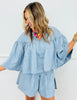 Slate Pleated Stripe Shorts (Reg.)