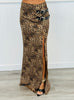 Leopard Front Slit Maxi Skirt (Reg)