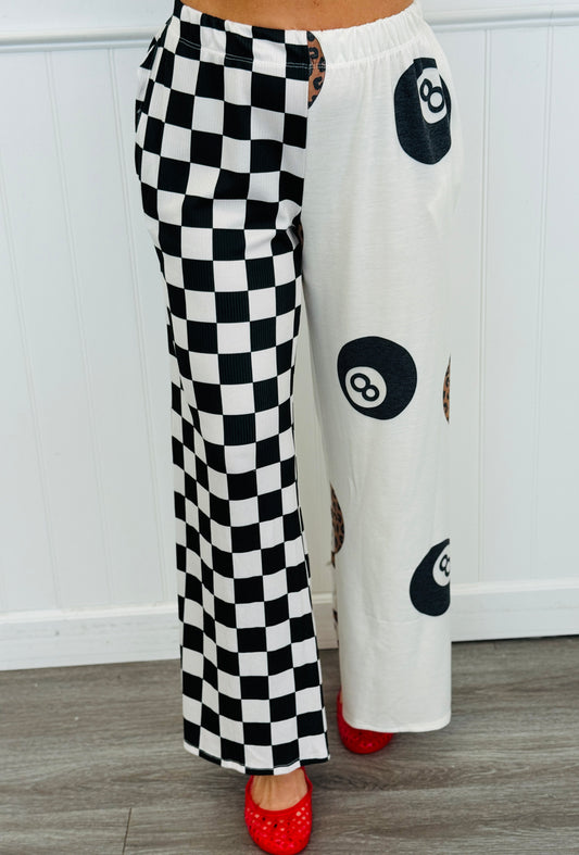 White/Black Split Decision 8 Ball Pants (Reg. and Plus)