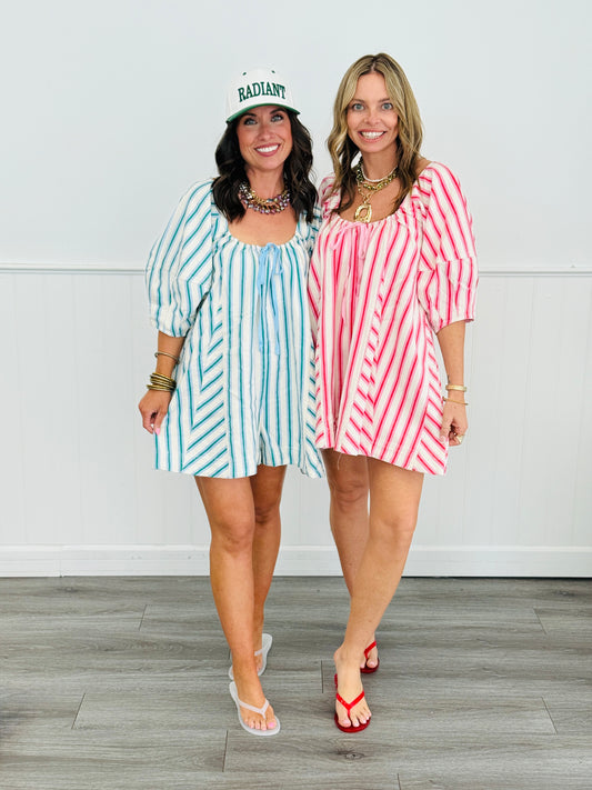 Multi Stripe Oversized Romper (Reg.)-2 Colors