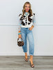 Queen Of Sparkles White & Brown Cow Print Vest (Reg. & Plus)