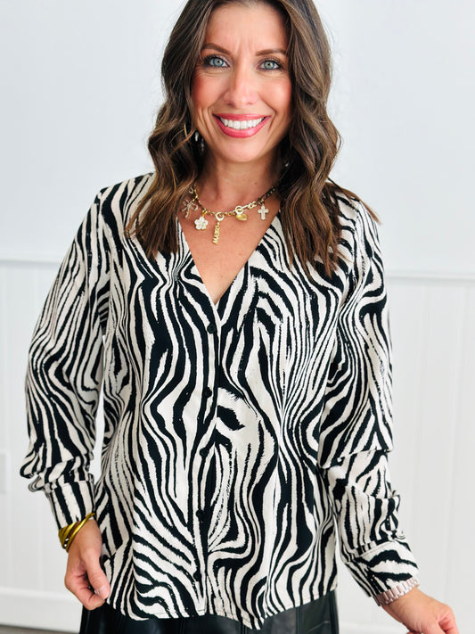 Black Cream Zebra Shirt (Reg & Plus)