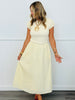 Pale Yellow Shirred Midi Dress (Reg & Plus)