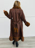 Brown Faux Leather Longline Coat (Reg.)