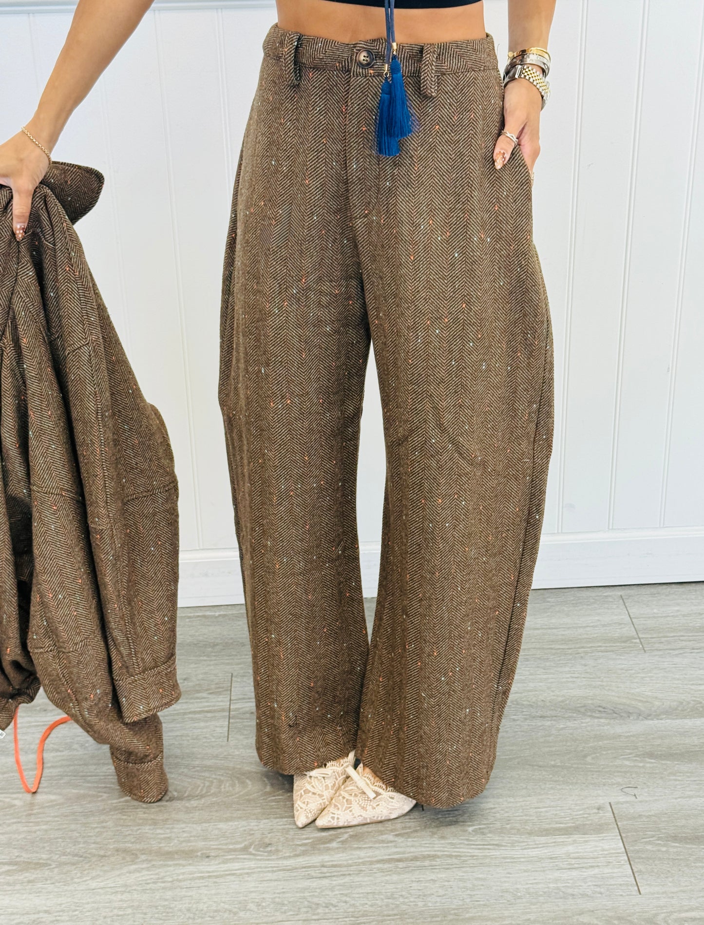 Cocoa Herringbone Pants (Reg. and Plus)