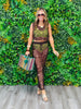 Brown Crochet Disc Sequin Top & Skirt Set (Reg.)
