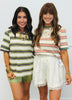 Contrast Trim Striped Tee Top Remix (Reg & Plus)-2 Colors