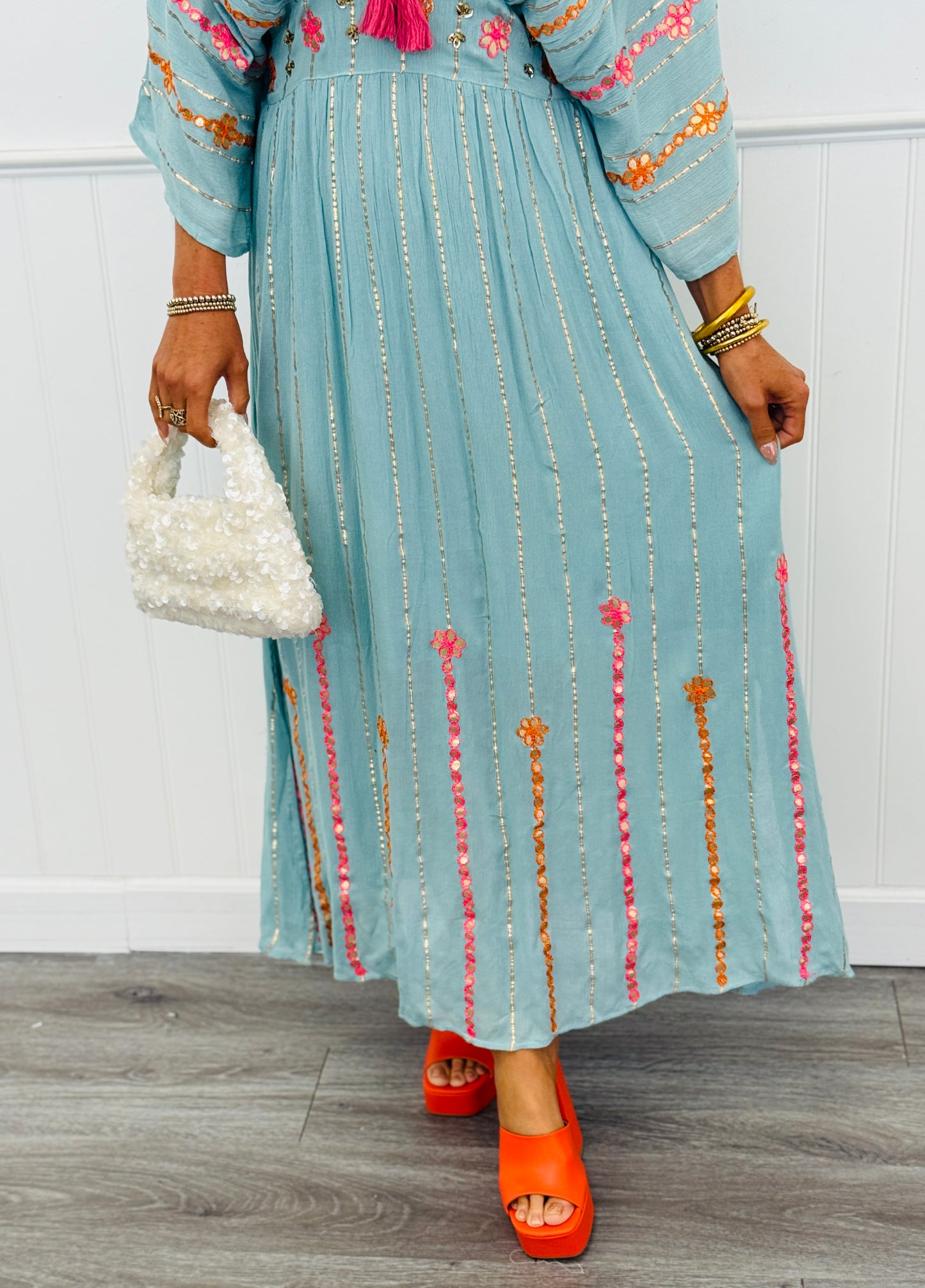 POL Seafoam Goddess Embroidered Maxi Dress (Reg.)